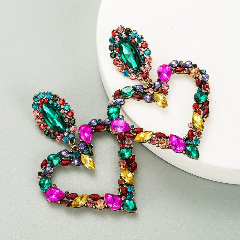 Rhinestone Heart Pendant  Earrings - ShopEbonyMonique