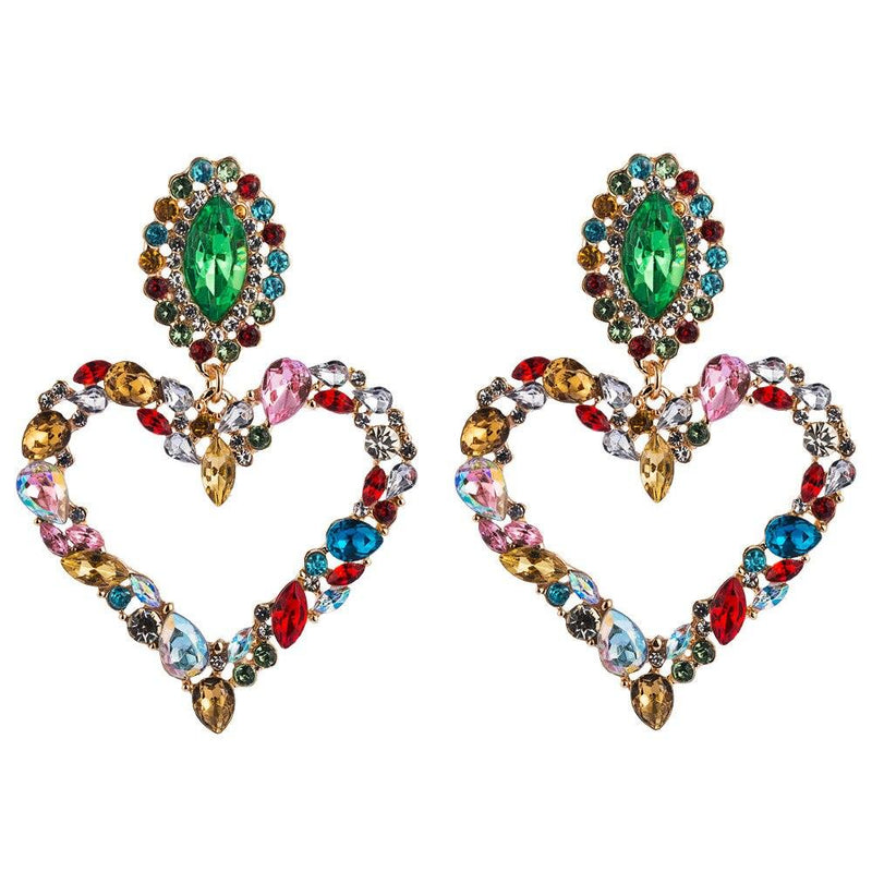 Rhinestone Heart Pendant  Earrings - ShopEbonyMonique