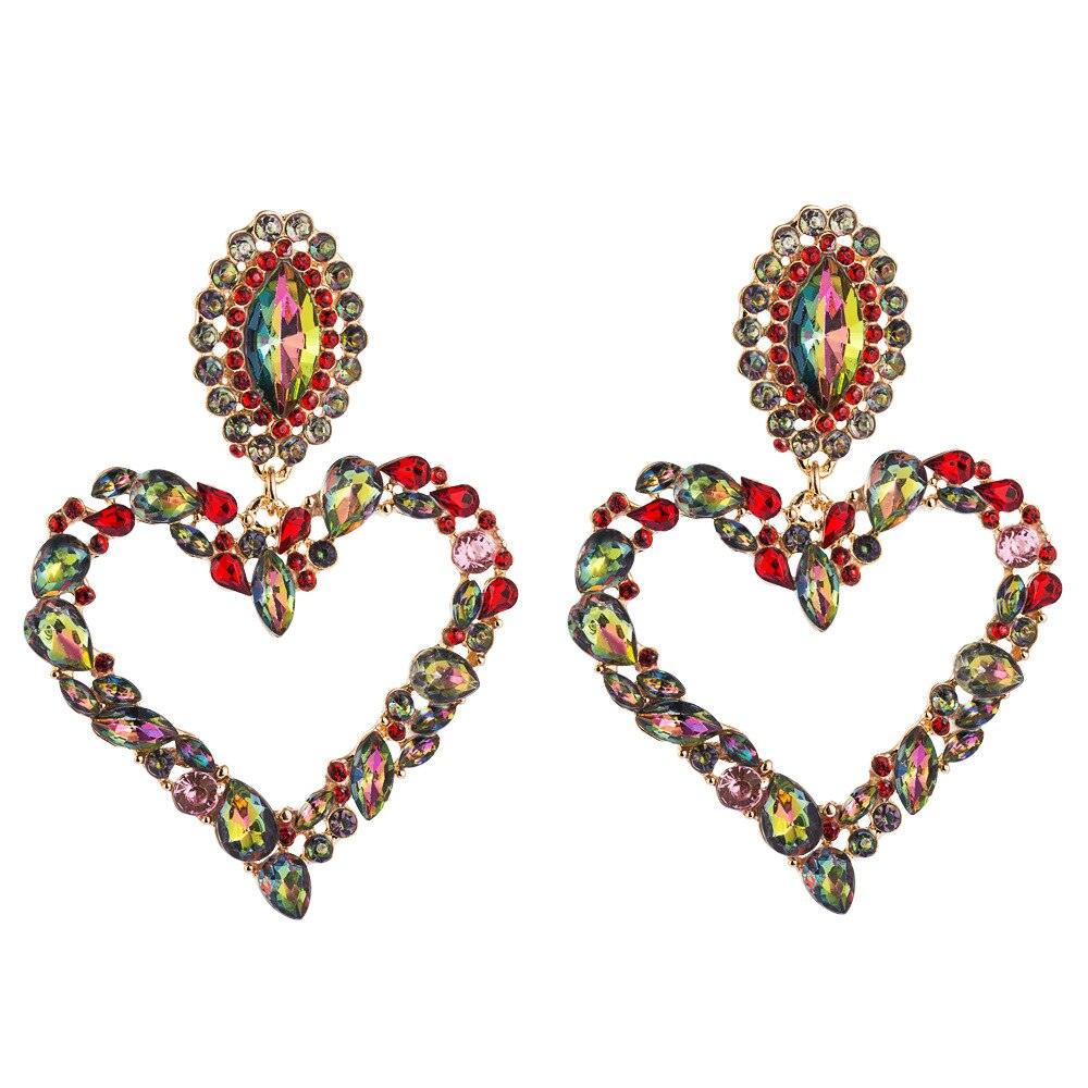 Rhinestone Heart Pendant  Earrings - ShopEbonyMonique