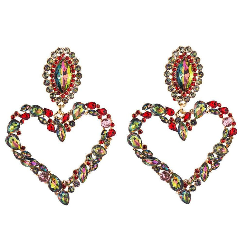 Rhinestone Heart Pendant  Earrings - ShopEbonyMonique