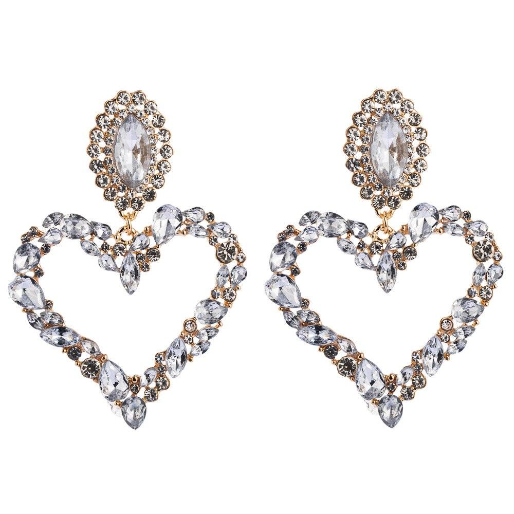 Rhinestone Heart Pendant  Earrings - ShopEbonyMonique