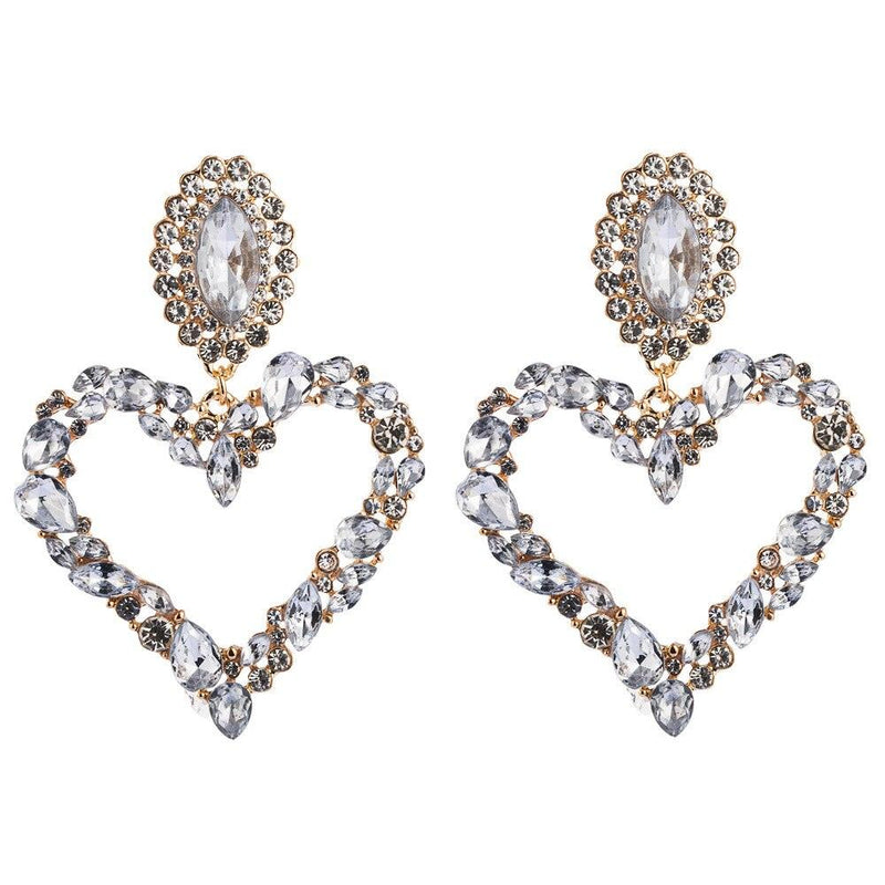 Rhinestone Heart Pendant  Earrings - ShopEbonyMonique
