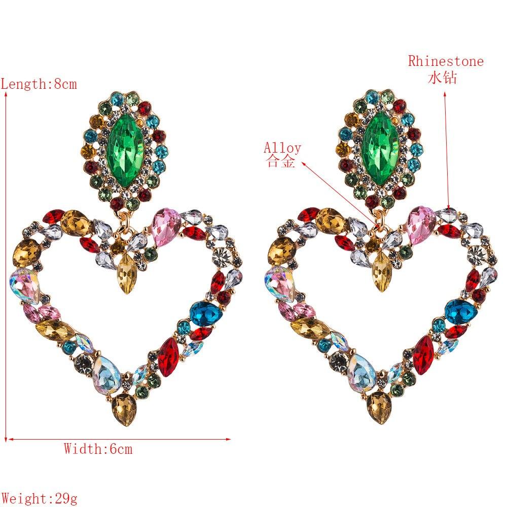Rhinestone Heart Pendant  Earrings - ShopEbonyMonique