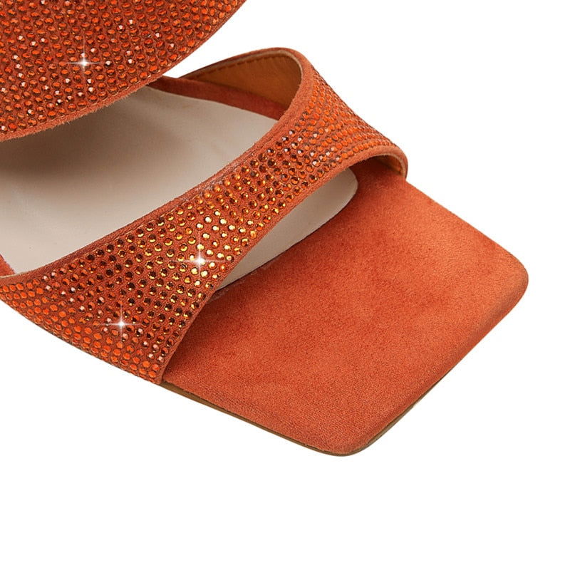 Rhinestones Lock  Open Toe Boots - ShopEbonyMonique