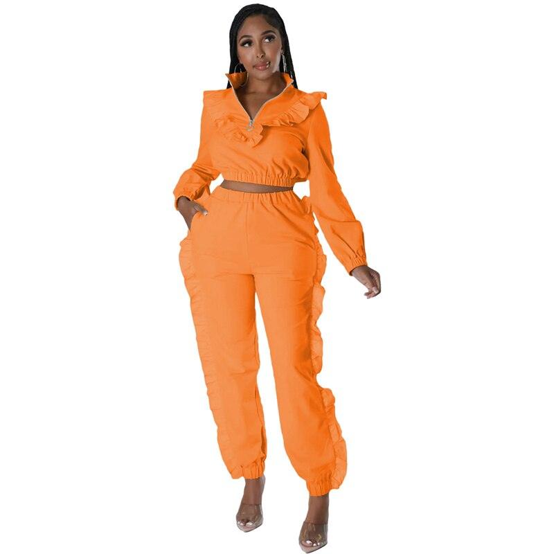 Ruffle Active Wear Two Piece Outfit - ShopEbonyMonique