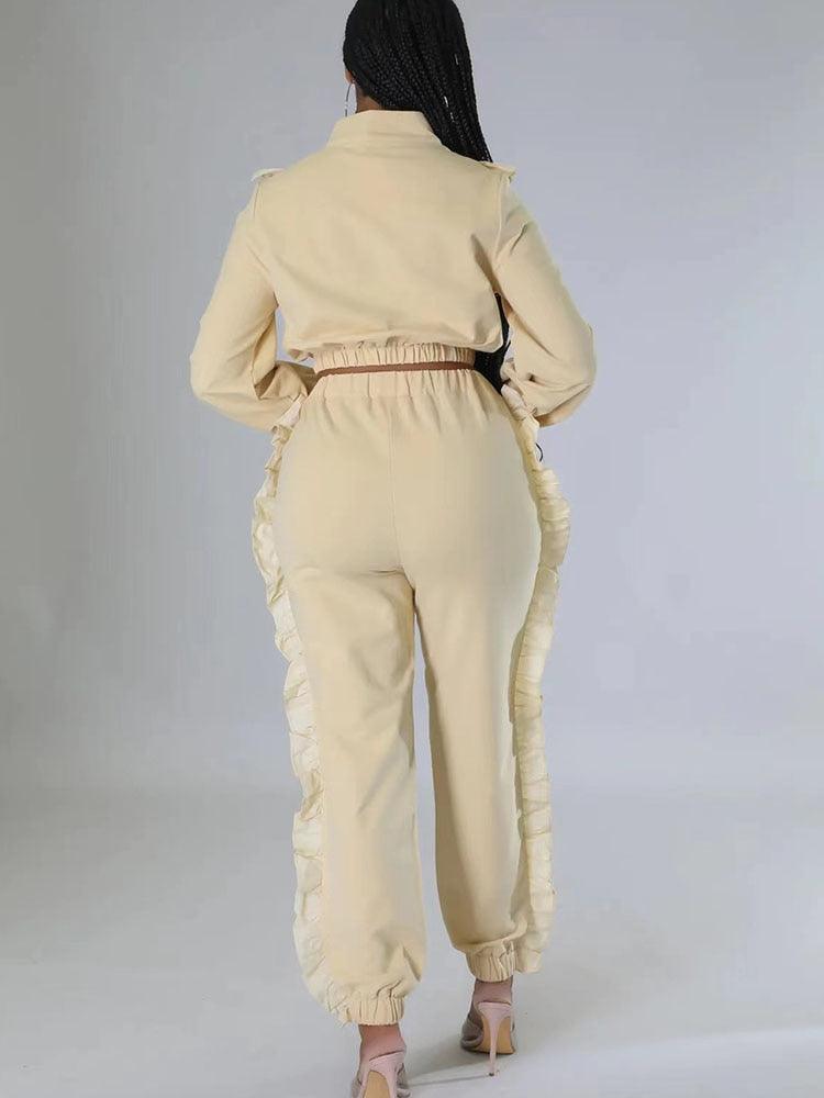 Ruffle Active Wear Two Piece Outfit - ShopEbonyMonique