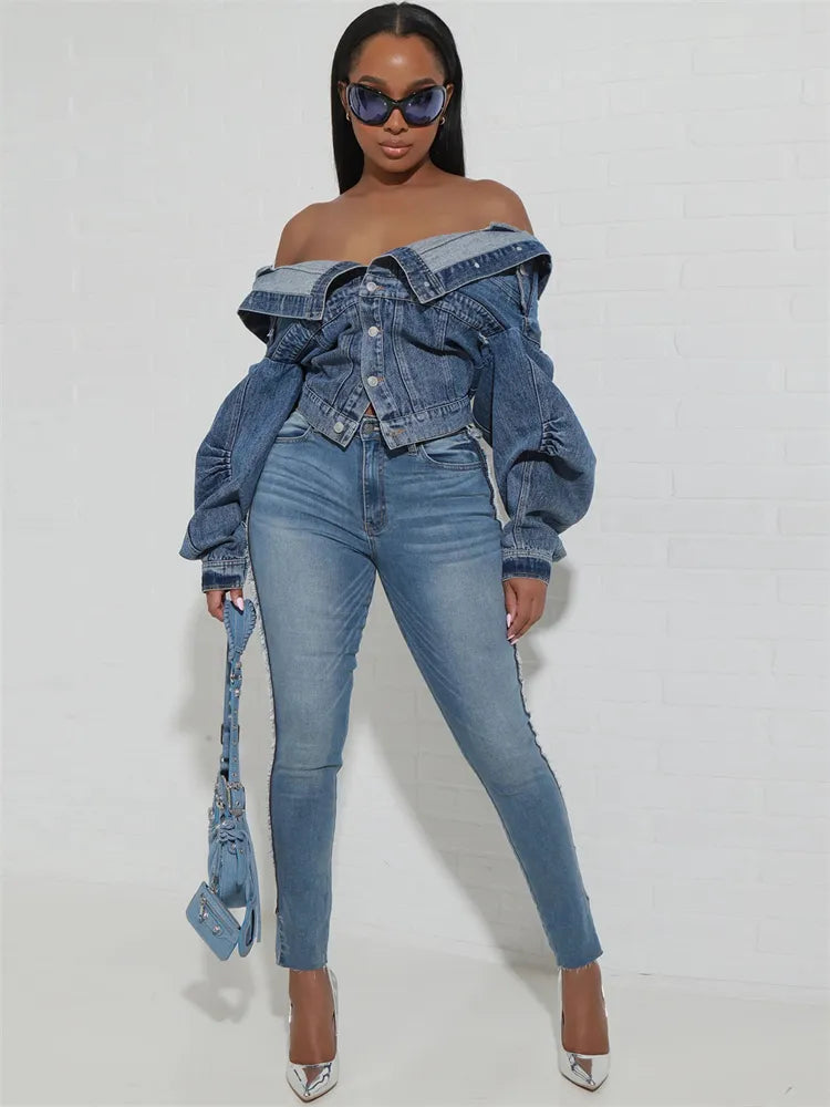 Drop Loose Blue Denim Jacket - ShopEbonyMonique