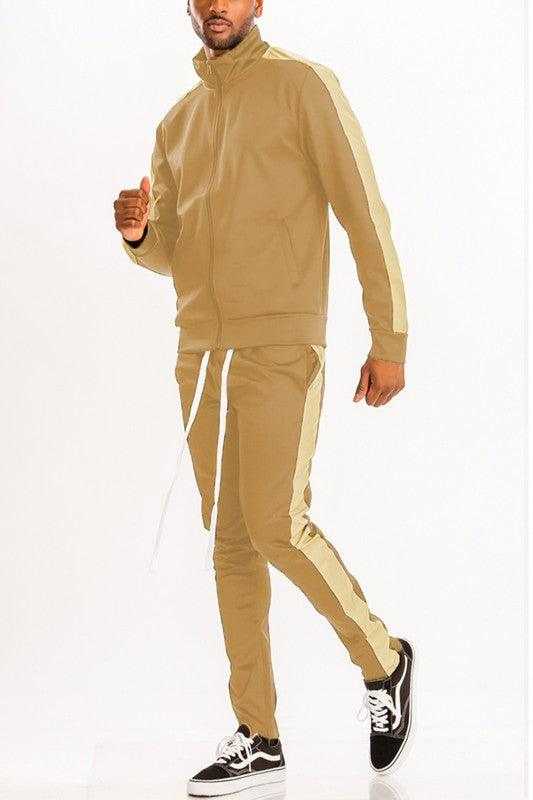 SINGLE STRIPE SOLID TRACK SUIT - ShopEbonyMonique