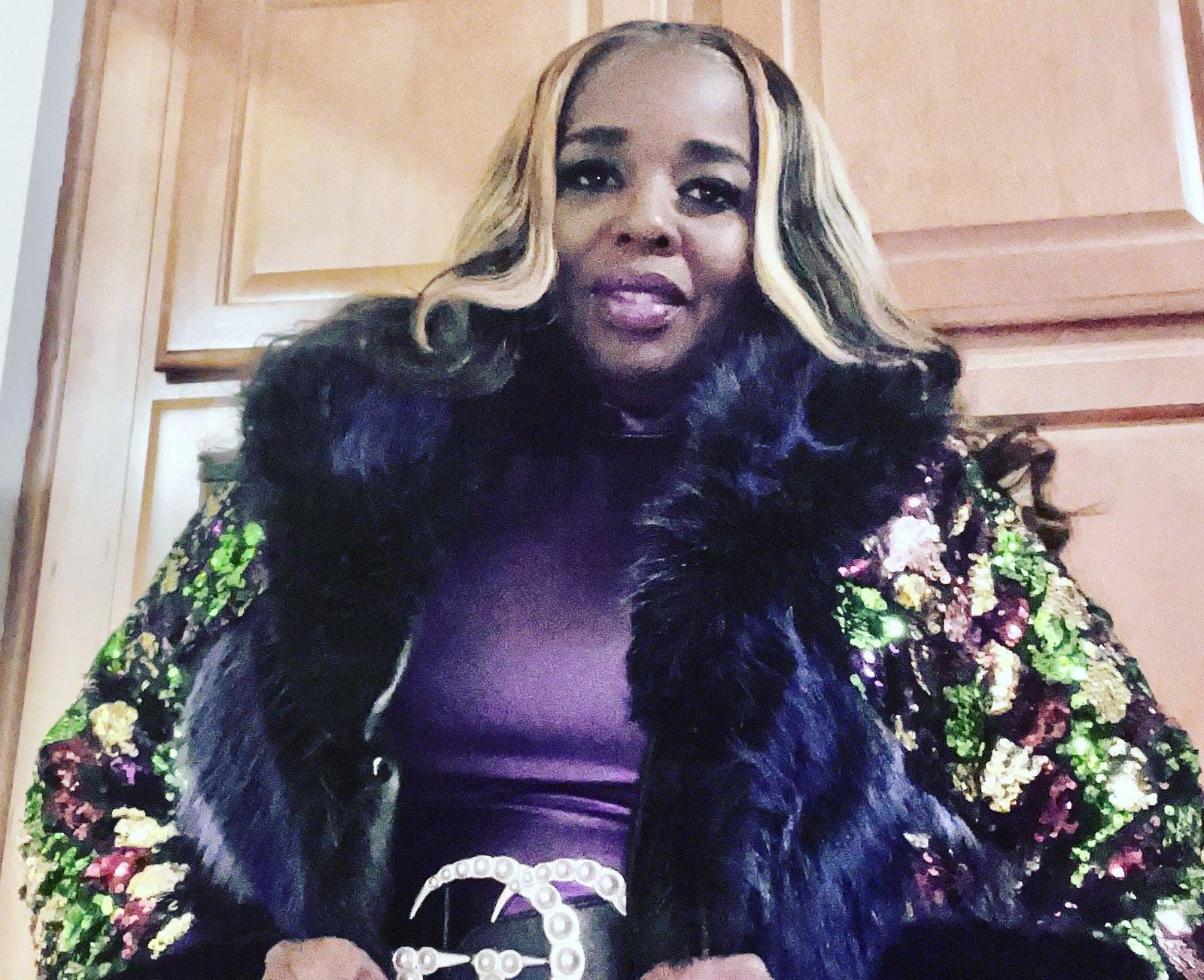 Sequined Rhinestone Foxy Coat - ShopEbonyMonique