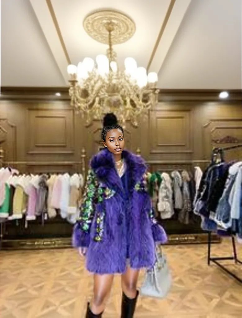 Sequined Rhinestone Foxy Coat - ShopEbonyMonique