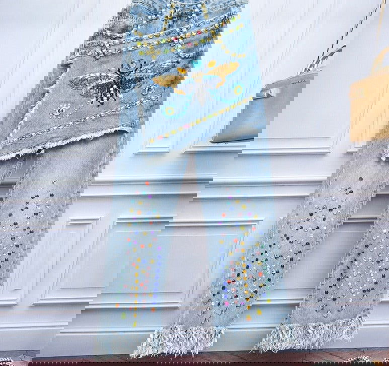 Sequins Butterfly Crystals  Jeans - ShopEbonyMonique