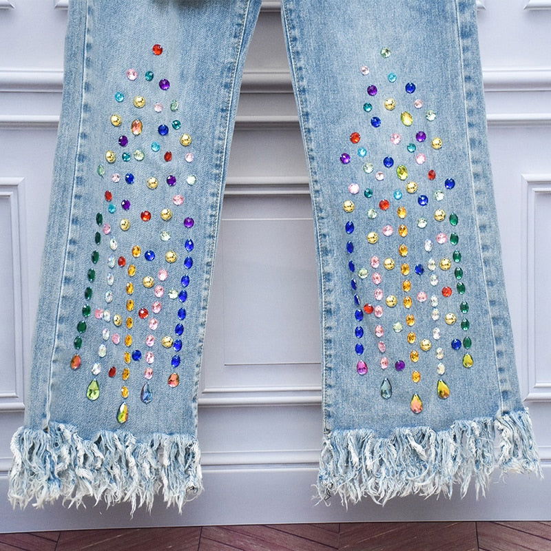 Sequins Butterfly Crystals  Jeans - ShopEbonyMonique