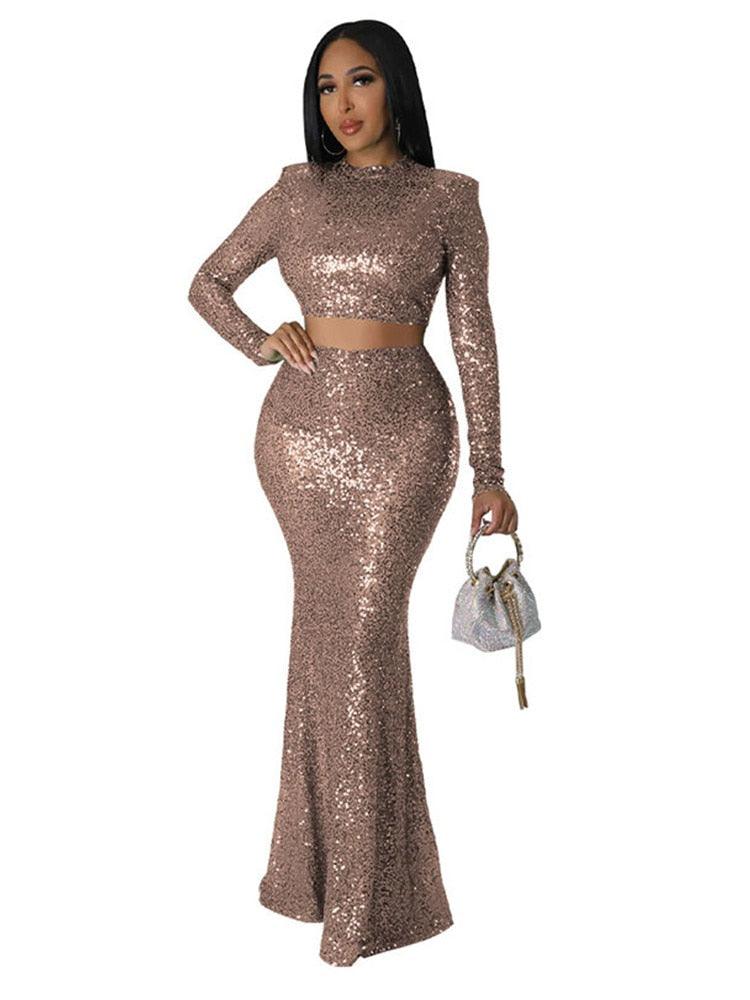Sequins Fishtail Skirt  Set - ShopEbonyMonique