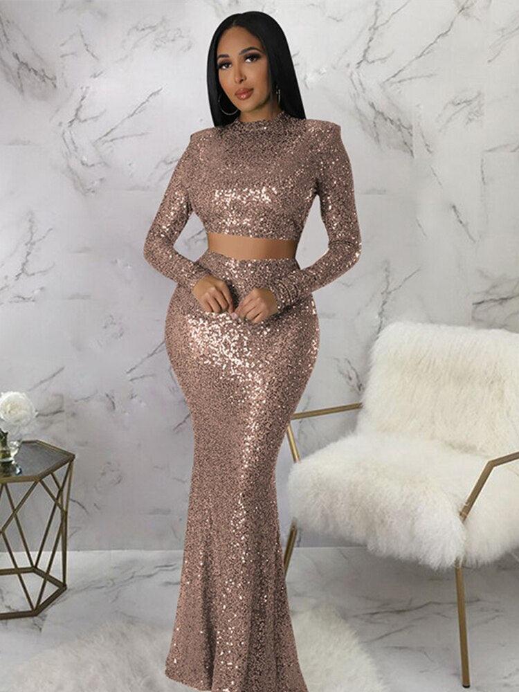 Sequins Fishtail Skirt  Set - ShopEbonyMonique