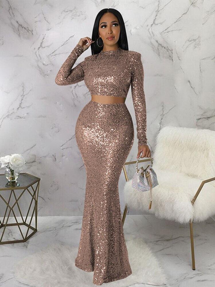 Sequins Fishtail Skirt  Set - ShopEbonyMonique