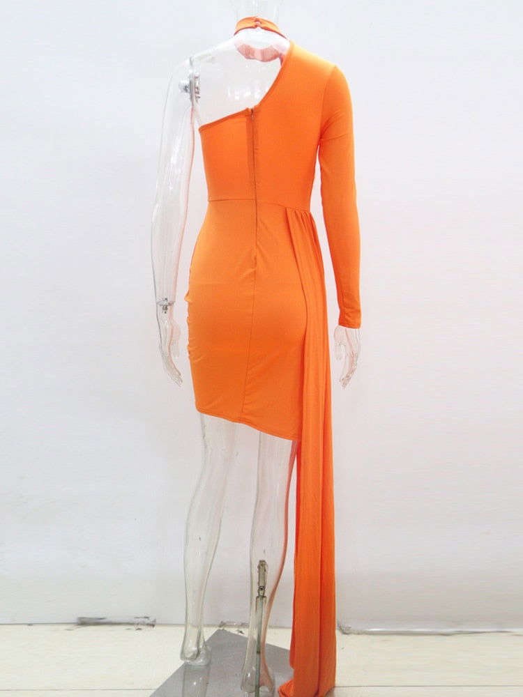 Single Shoulder Feather Mini Dress - ShopEbonyMonique