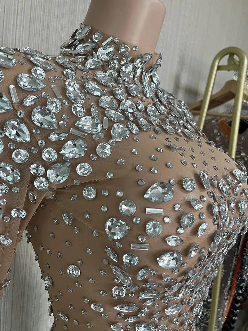 Sparkling  Me Transparent Feather Long Dress - ShopEbonyMonique