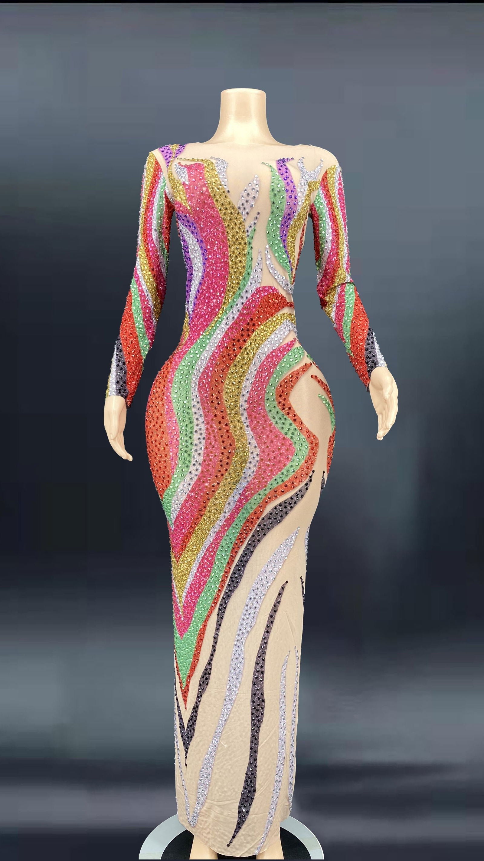 Sparkly Rhinestones Long Dress - ShopEbonyMonique