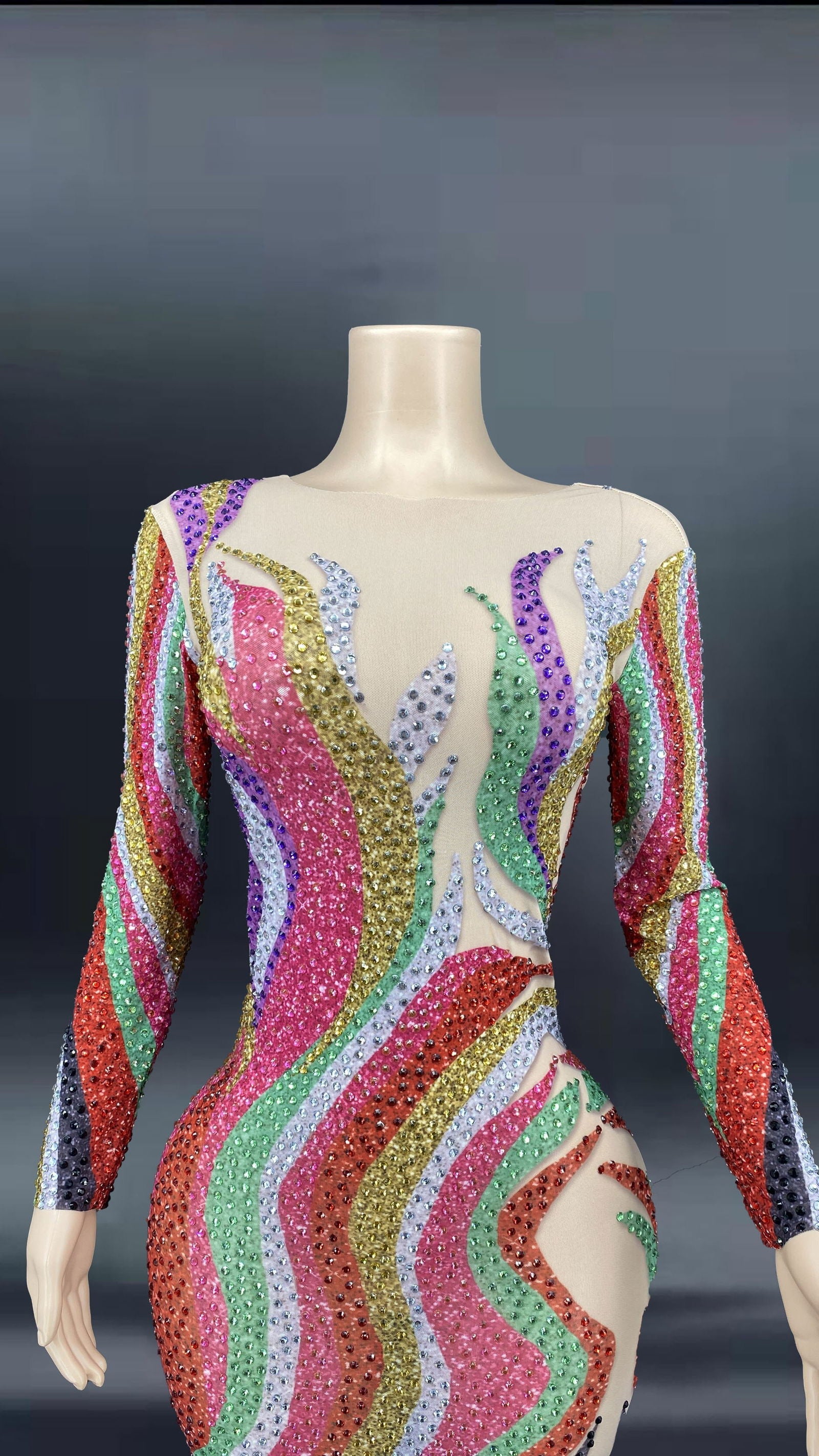 Sparkly Rhinestones Long Dress - ShopEbonyMonique