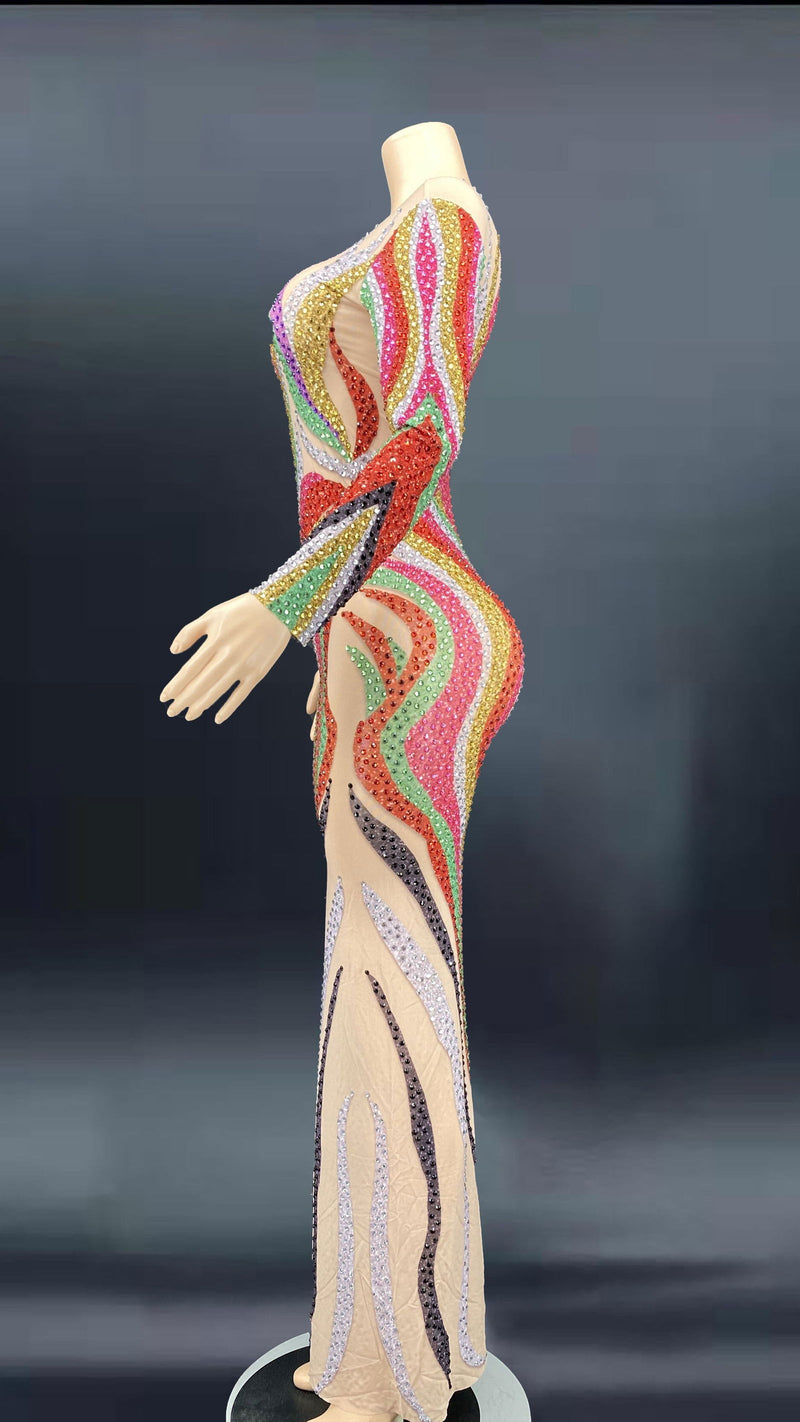 Sparkly Rhinestones Long Dress - ShopEbonyMonique