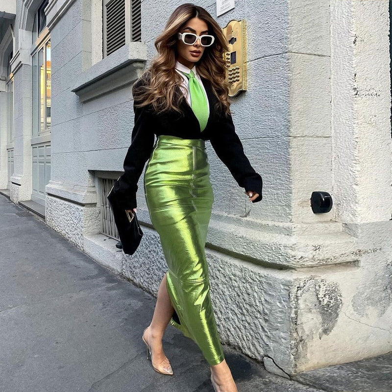Sparkly Slit Long Skirts - ShopEbonyMonique