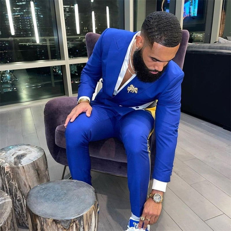 Stitching Color Men Suit Set - ShopEbonyMonique