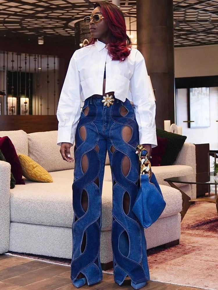 Streetwear Hollow Out Jeans - ShopEbonyMonique