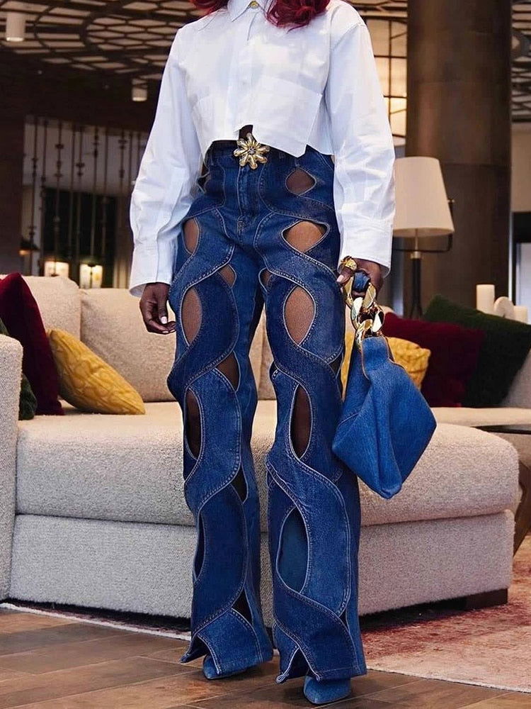 Streetwear Hollow Out Jeans - ShopEbonyMonique