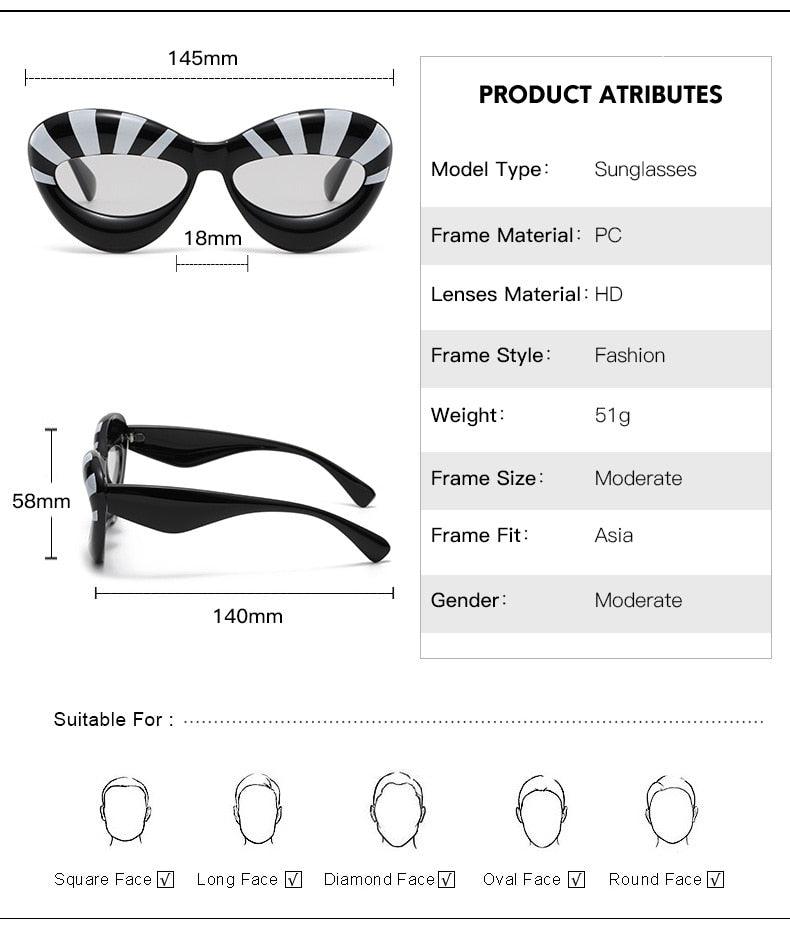Stripe Cat Eye Sunglasses - ShopEbonyMonique