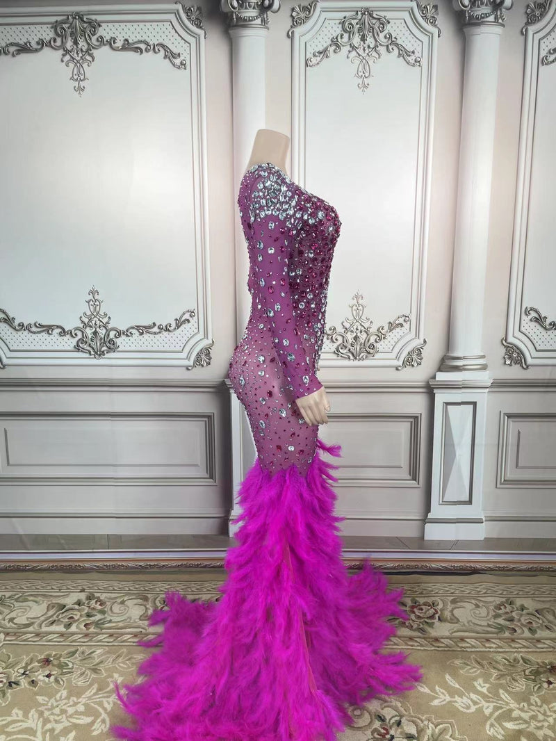 Transparent Sparkly  Feather Dress - ShopEbonyMonique