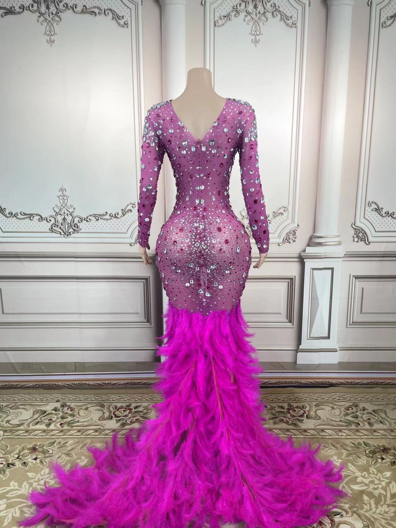 Transparent Sparkly  Feather Dress - ShopEbonyMonique
