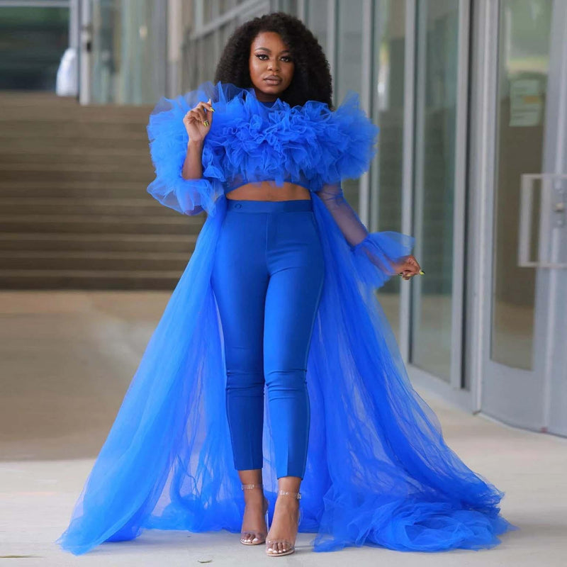 Tulle Top With Long Sleeve - ShopEbonyMonique