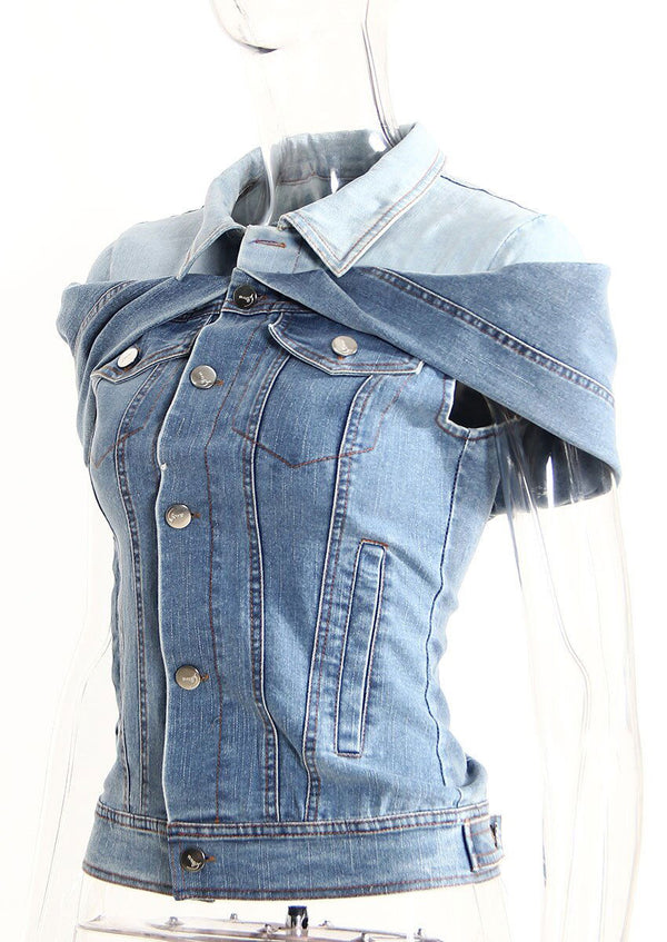 Twist  Denim Top - ShopEbonyMonique