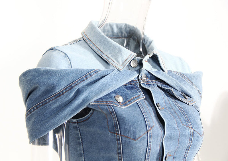 Twist  Denim Top - ShopEbonyMonique