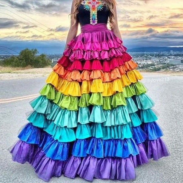 Unique  Tiered Long Women Skirts - ShopEbonyMonique