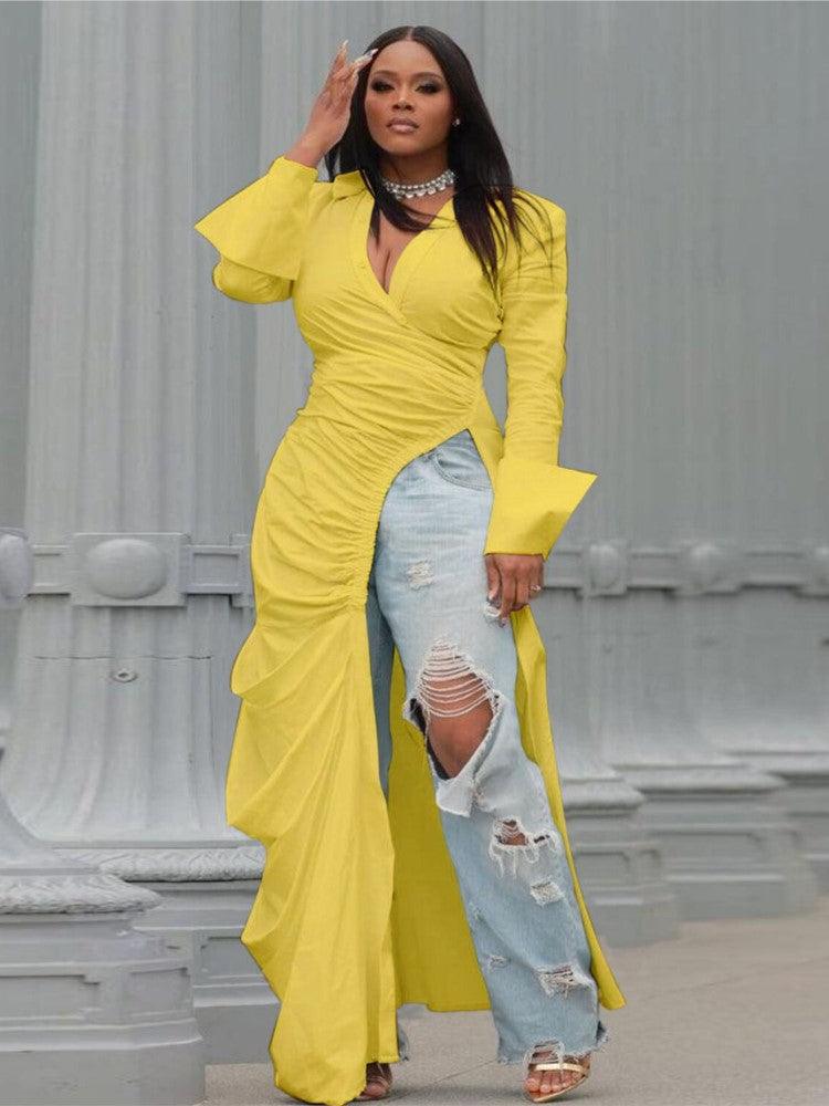 Vintage Long Sleeve V-Neck Top - ShopEbonyMonique