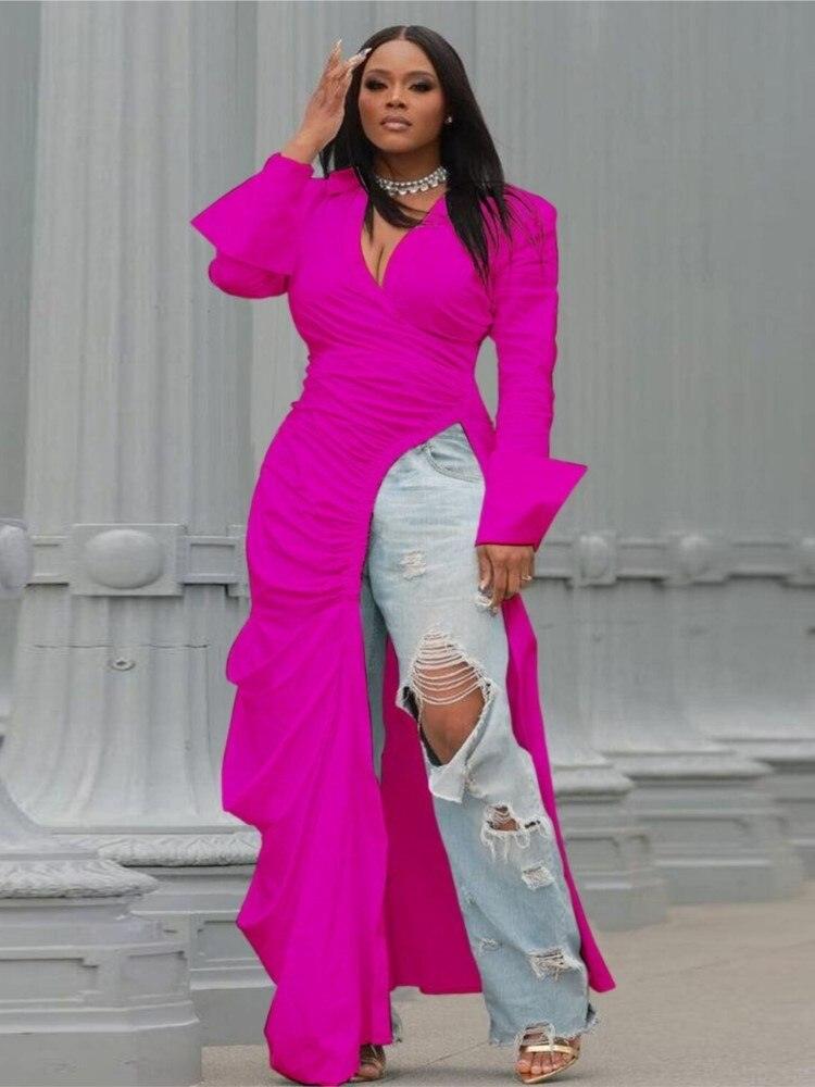 Vintage Long Sleeve V-Neck Top - ShopEbonyMonique