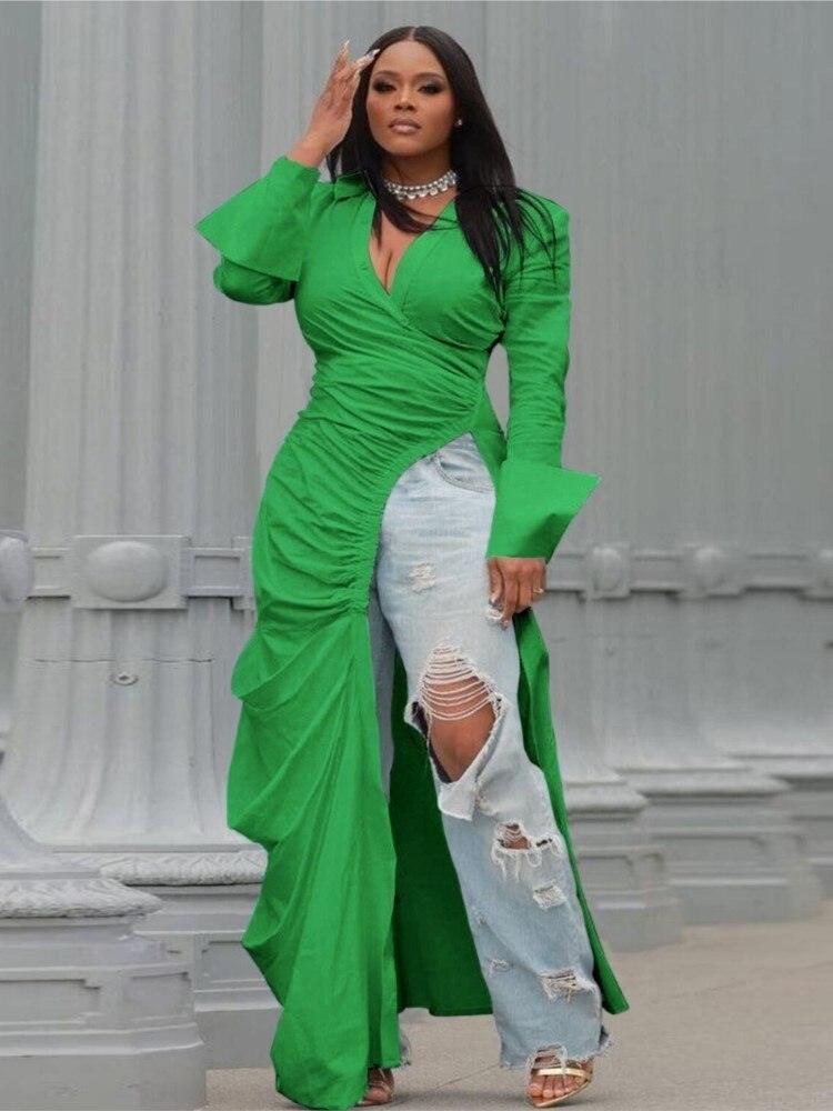 Vintage Long Sleeve V-Neck Top - ShopEbonyMonique