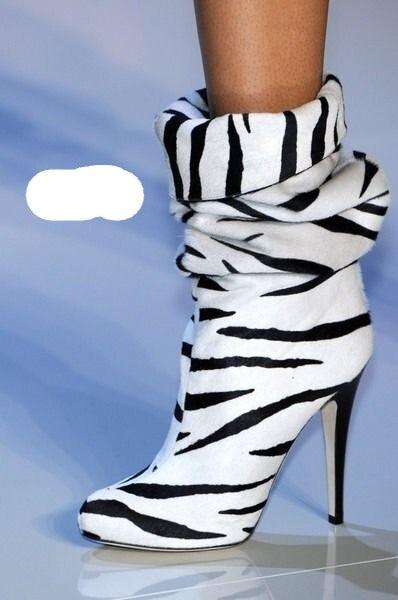 White and Black Short Boots - ShopEbonyMonique