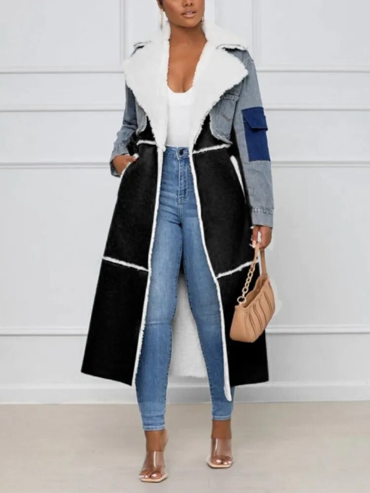 Women Denim Long Coat - ShopEbonyMonique